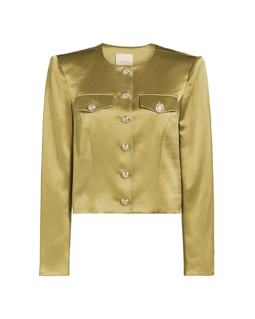 Cinq À Sept Green Rainer Satin Jacket