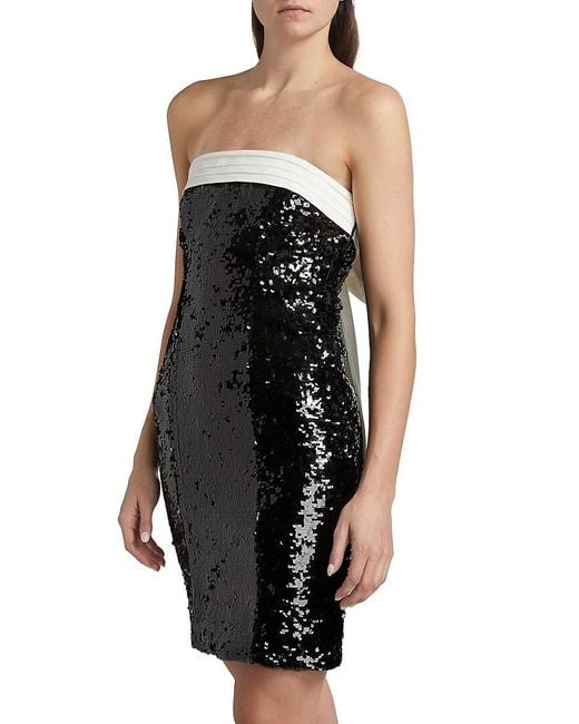Alice + Olivia Black Sibella Sequined Bow Minidress