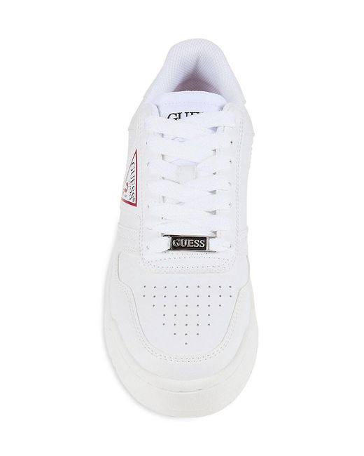 Guess White Aveni Logo Perfoarted Sneakers for men