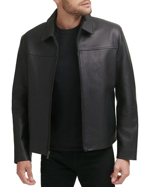 Cole Haan Black Smooth Lamb Leather Jacket for men