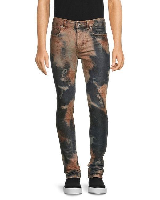Purple Brand Black Bleached Ripped Jeans for men