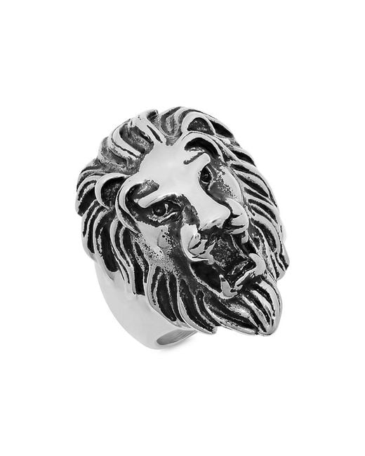 Anthony Jacobs Stainless Steel Lion Head Ring in Gray for Men Lyst