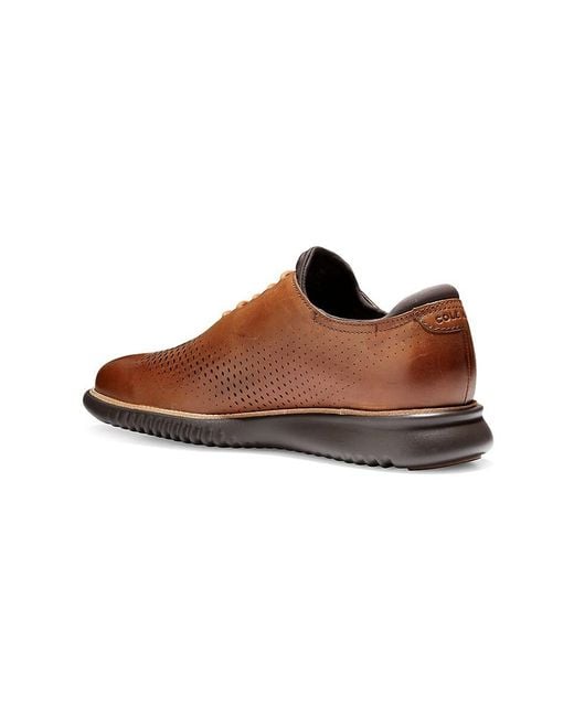 Cole Haan Brown 2.Zerogrand Perforated Leather Wholecut Oxford Shoes for men