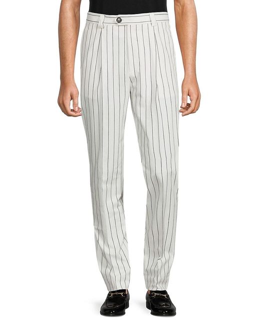 Brunello Cucinelli Gray Leisure Fit Pinstripe Pleated Trousers for men