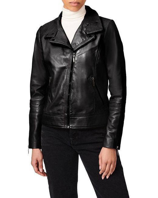 Bernardo Black Leather Biker Jacket