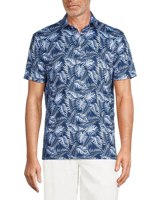 Tailorbyrd Blue Leaves Performance Polo for men