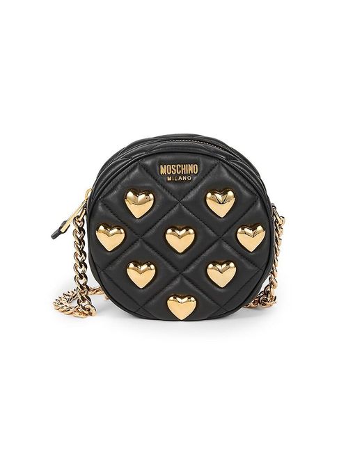 Moschino Black Heart Quilted Nappa Leather Shoulder Bag