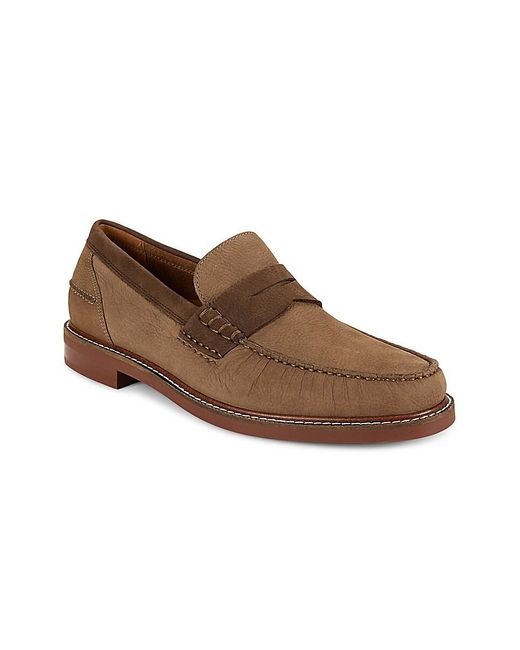 Cole Haan Brown Pinch Prep Leather & Suede Penny Loafers for men