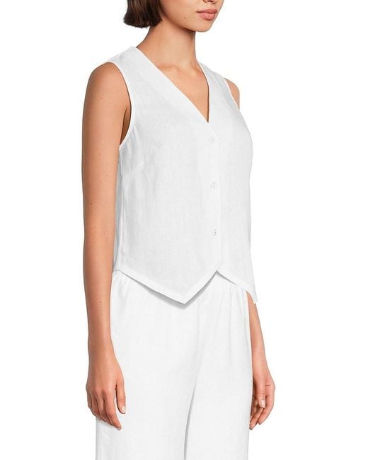 Saks Fifth Avenue Pink 100% Linen Vest