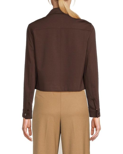 Saks Fifth Avenue Brown Solid Cropped Jacket