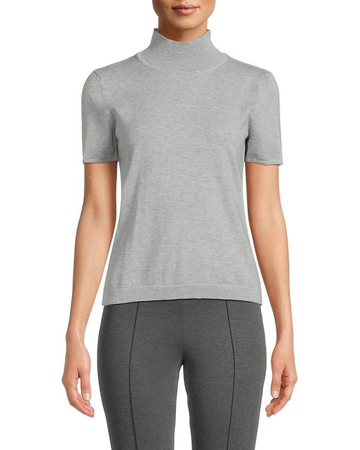 Saks Fifth Avenue Gray Heathered Polo Sweater