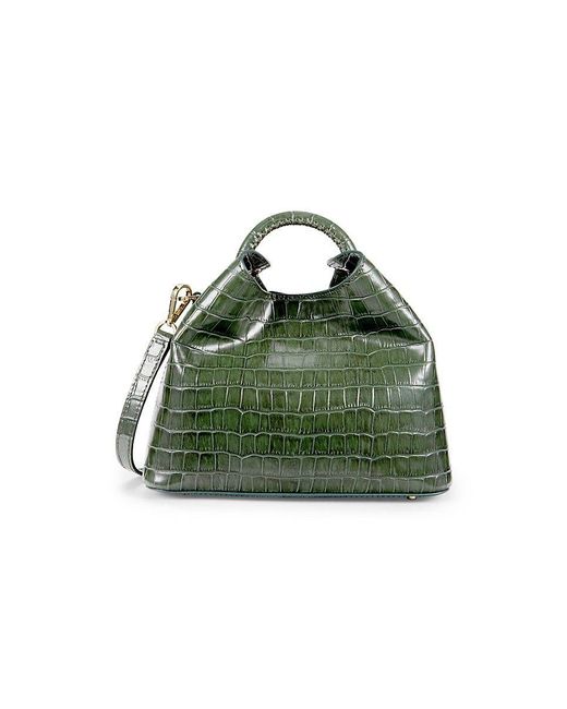 Elleme Green Baozi Croc Embossed Leather Top Handle Bag