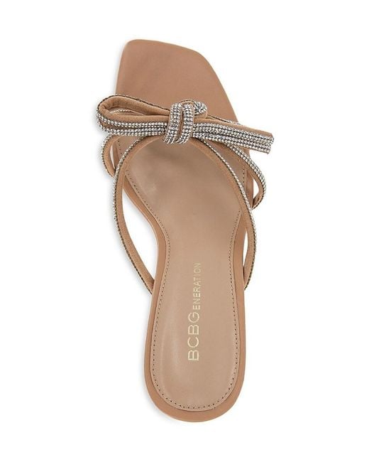 BCBGeneration Natural Selma Embellished Bow Sandals