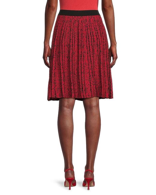 Karl Lagerfeld Red Floral Pleated Miniskirt