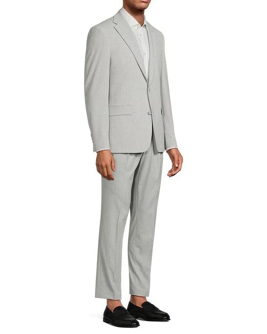 Karl Lagerfeld Gray Striped Modern Fit Suit for men