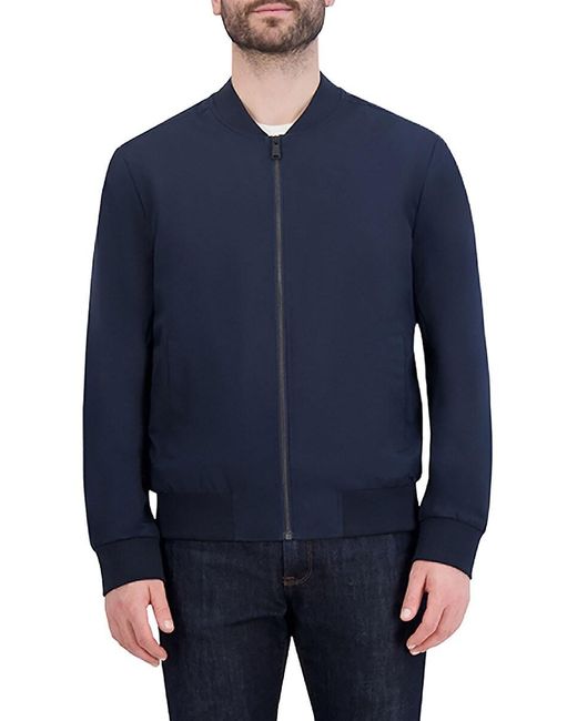 Cole Haan Blue Soft Rain Bomber Jacket for men