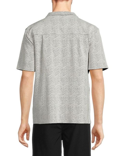 FLEECE FACTORY Black Textured Short Sleeve Shirt for men