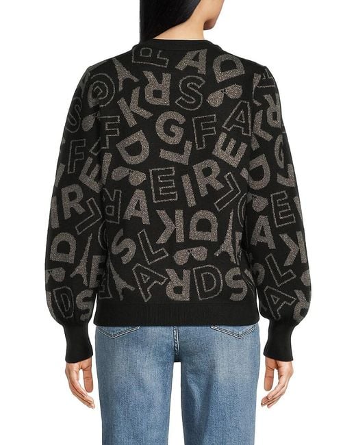 Karl Lagerfeld Black Sequin-Embellished Logo Sweater