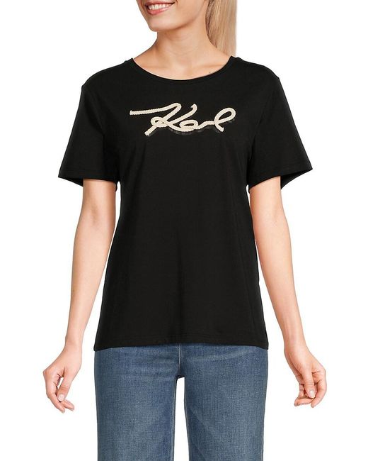 Karl Lagerfeld Black Logo Rope T Shirt