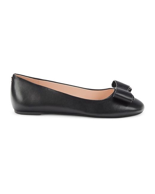 Kate Spade Nora Bow Leather Ballet Flats in Black | Lyst Australia