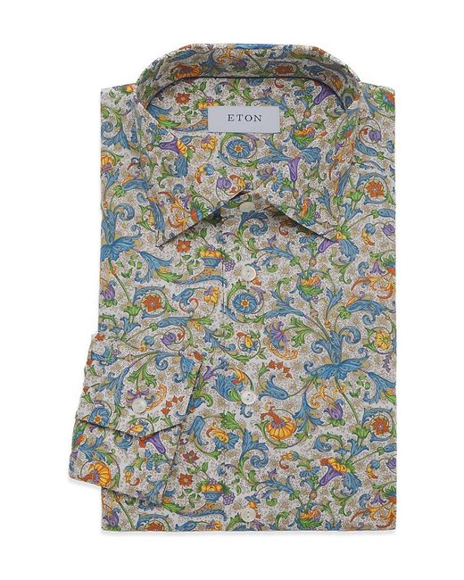 Eton of Sweden Gray Floral Cotton Contemporary Dress Shirt for men