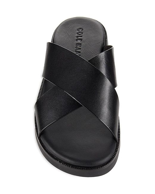 Cole Haan Black Nantckt Leather Flat Sandals for men