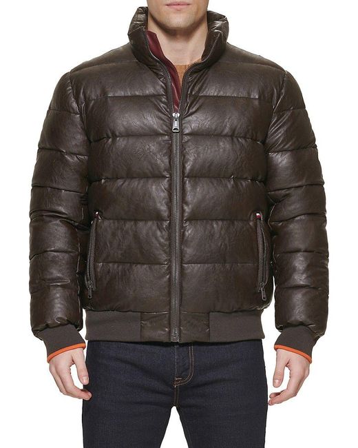 Tommy Hilfiger Men's Faux Leather Bomber Jacket