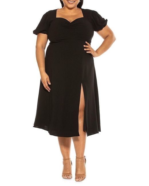Alexia Admor Plus Gracie Puff-sleeve Dress in Black | Lyst Canada