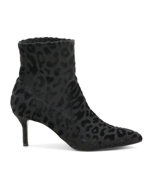 Charles David Arber Leopard Flocked Heel Sock Booties in Black Lyst UK