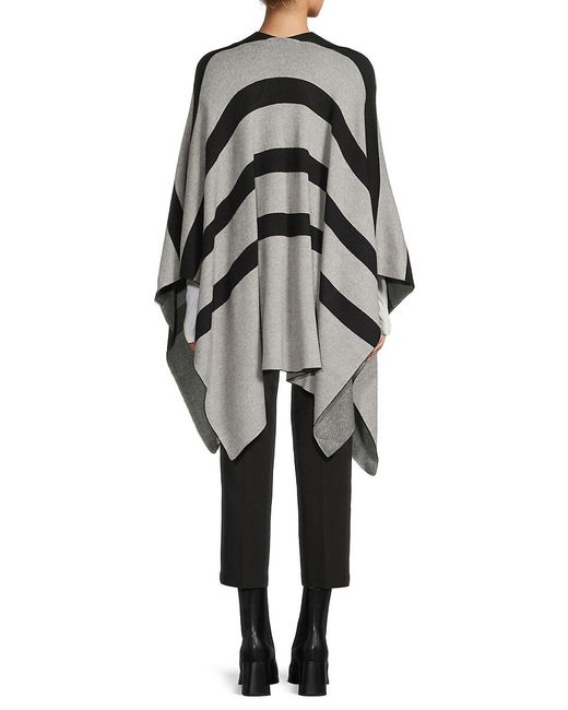 Karl Lagerfeld Gray Striped Open Front Ruana