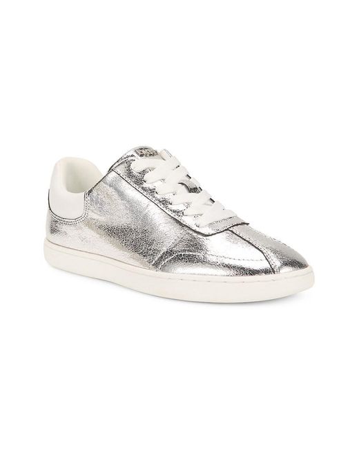 DKNY White Seacliff Metallic Low-Top Sneakers