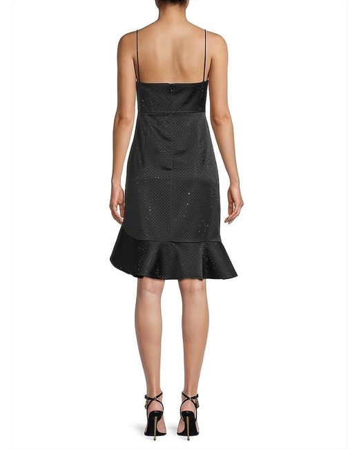 Emanuel Ungaro Black Xandra Hotfix Satin Sleeveless Minidress