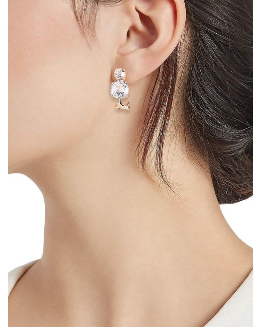 Adriana Orsini Metallic Rhodium Plated & Cubic Zirconia Clip On Earrings