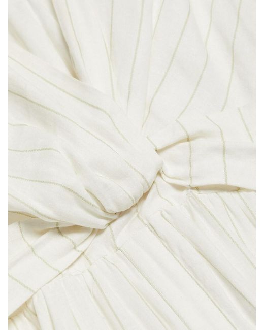 10 Crosby Derek Lam White Esmeray Striped Linen-Blend Midi-Dress