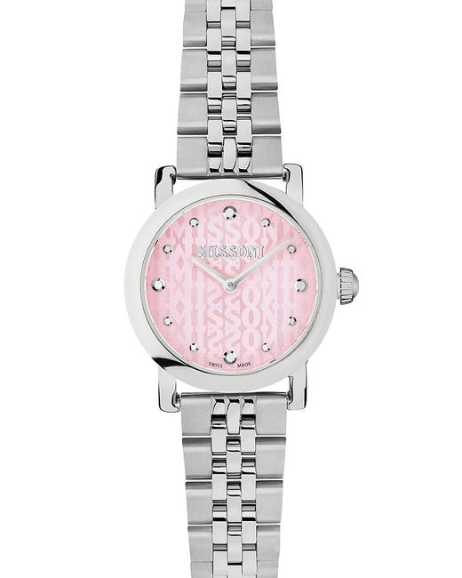 Missoni Pink Mini Monogram 28mm Stainless Steel Bracelet Watch