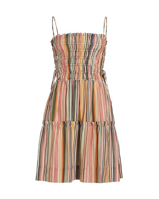 Hannah Artwear Natural Campbell Silk Blend Stripe Dress