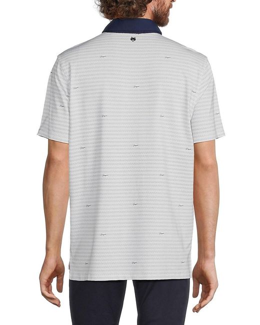 Greyson White Wind & Water Striped Polo for men