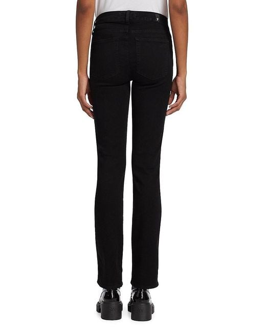 7 For All Mankind Black Kimmie Mid-Rise Straight-Leg Jeans