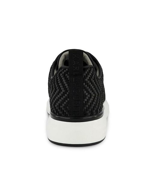 Karl Lagerfeld Black Mixed Media Laceless Sneakers for men