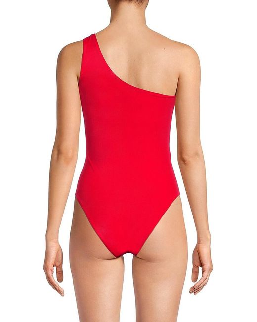Roberto Cavalli Red Logo One Shoulder One-piece Swimsuit