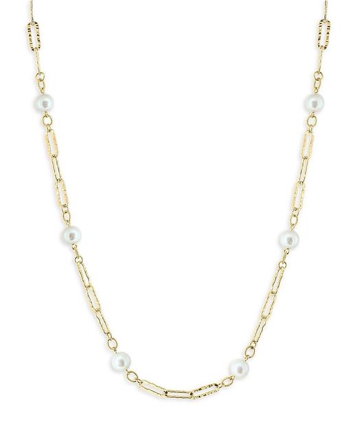 Effy White 18k Goldplated Sterling Silver & 7mm Freshwater Pearl Station Necklace