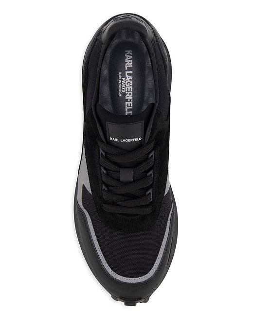 Karl Lagerfeld Black Leather & Mesh Sneakers for men