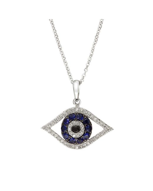 Effy Royale Bleu 14k White Gold, Diamond & Sapphire Evil Eye Necklace