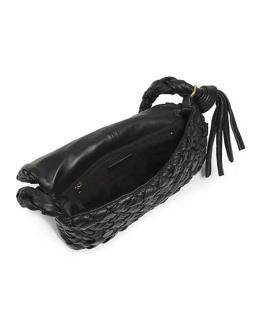 Walter Baker Black Woven Leather Flap Shoulder Bag