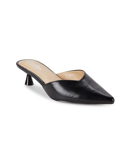 Charles David Black Aloe Point Toe Kitten Mules