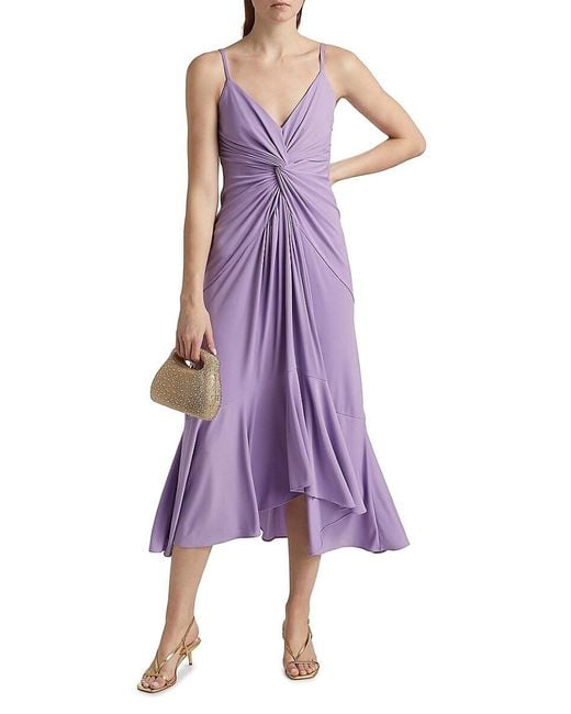 Cinq  Sept Women's Purple Susan Twist-Front Tulip Hem Midi-Dress