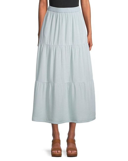 Saks Fifth Avenue Tiered Maxi Skirt in Blue | Lyst Canada