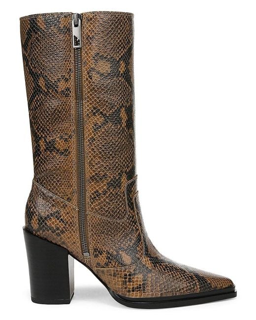 Franco Sarto Jaxon Python embossed Leather Block Heel Western Boots in Brown Lyst Australia