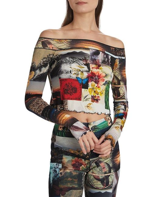 Alice + Olivia Multicolor Dorinda Printed Jersey Crop Top