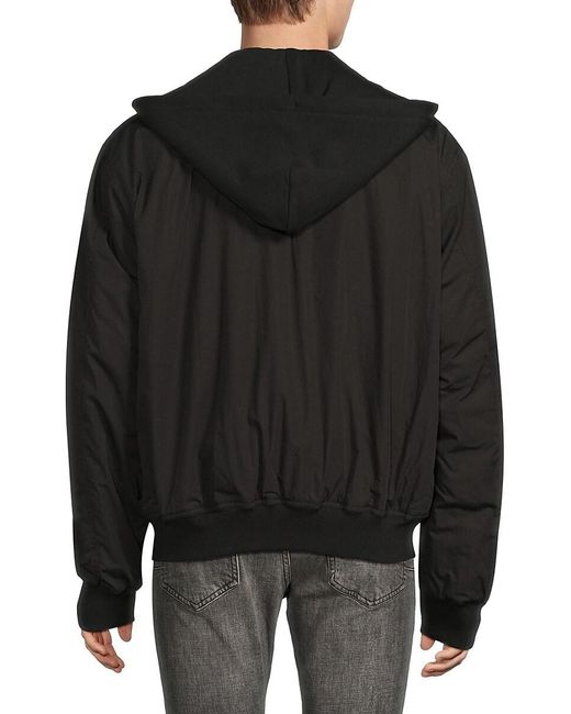 Marcelo Burlon Black Skate Cross Graphic Hooded Bomber Jacket for men